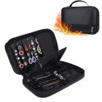 ENGPOW Travel Jewelry Organizer Safe Fireproof & Water Resistant Carrying Jewelry Pouch Big Case for Gold Rings Bead Earrings Necklace Bracelet Watch Storage Black