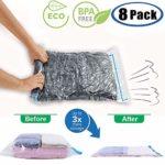 Travel Compression Bags for Travel,Camping and Home Storage,JHS-Tech Travel Space Saver Bags Roll-up Compression Bags,Pack of 8 Bags(2 x Small,Medium,Large,Jumbo),No Vacuum or Pump Needed