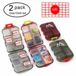2 Pack Pill Case Portable Small 7-Day Weekly Travel Pill Organizer Portable Pocket Pill Box Dispenser for Purse Vitamin Fish Oil Compartments Container Medicine Box by Muchengbao (Gray+Dark red)