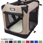 EliteField 3-Door Folding Soft Dog Crate, Indoor & Outdoor Pet Home, Multiple Sizes and Colors Available (42″ L x 28″ W x 32″ H, Khaki)