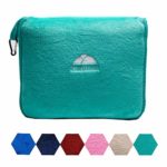 BlueHills Premium Soft Travel Blanket Pillow Airplane Blanket Packed in Soft Bag Pillowcase with Hand Luggage Belt and Backpack Clip, Compact Pack Large Blanket for Any Travel (Teal Green T006)