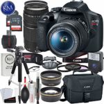 Canon EOS Rebel T7 DSLR Camera w/EF-S 18-55mm Lens + EF 75-300mm Lens + 2 x 32 GB Memory + Deluxe Bundle