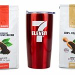7-Eleven Ground Coffee 2 Pack (1-12 oz Bag 100% Colombian, 1-12oz Bag Exclusive Blend) with free 16oz Insulated Tumbler (Red)