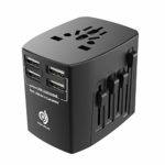 Travel Adapter – 2000W International Power Adapter with High Speed 2.4A 4xUSB European Adapter- Dual Fuse Universal Power Adapter for EU, US, UK, AU Covers Over 150 Countries