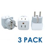 Ceptics CT-9 USA to Schuko Germany, France, Russia Travel Adapter Plug – Type E/F (3 Pack) – Dual Inputs – Ultra Compact (Does Not Convert Voltage)