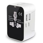 Travel Adapter, CY-UNIT Worldwide All in One Universal Travel Power Adapter International Wall Charger Plug Adapter with Dual USB Charging Ports for Europe, US, UK, AUS, China, White & Black