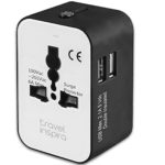 Universal Travel Adapter, Worldwide All in One Power Adapter, AC Plug International Wall Charger with Dual USB Charging Ports for US EU UK AUS Europe Cell Phone Laptop