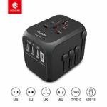Universal Travel Adapter, licheers All-in-one International Power Adapter Wall Charger AC Power Plug Adapter with 5A 3 USB and 1 Type-C Port for EU USA UK AUS Germany Japan Covers 200+ Countries