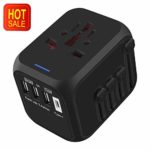 Travel Adapter, YOUKEX International Universal Power Adapter Surge Protector USB + Type-C Quick Charge All in One Worldwide Wall Charger AC Plug Adaptor for USA Europe UK AUS Phone Tablet Laptop Black