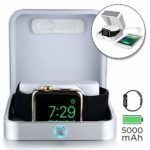 SUMATO WATCHBOX Charging Case for Apple Watch 4 3 2 1 [Travel Battery Charger Case] MFI Certified 5000mAh Power Bank, Charges iWatch & iPhone (Silver)