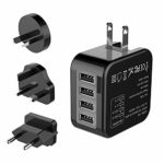 Travel Adapter,Yostyle USB Wall Charger Worldwide International All in One Travel Charger AC Power Plug Converter with 4 USB Ports for USA European UK AUS(Black)