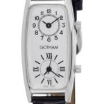 Gotham Women’s Silver-Tone Dual Time Zone Leather Strap Watch # GWC15092SB