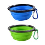 Ansi Home Dog Travel Bowls Portable Collapsible Foldable Expandable Pet Dog Cat Feeding Travel Silicone Bowl (2-Pack)
