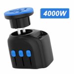 4000W High Power Universal Travel Adapter Wall Charger with 2 USB Ports, International Travel Plug Adapter for Hair Dryer Curling Iron, High Power Appliances, for UK EU AUS US Over 190+ Countries