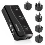 BESTEK 200W Power Converter 3-Outlet and 4-Port USB Travel Voltage Transformer 220V to 110V with Type G/D/M/AU/US Travel Plug Adapters