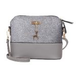 Clearance Sale! ZOMUSAR Women Fashion PU Leather Zipper Splice Handbag Shoulder Shell Bag Shiny Crossbody Tote Bag (Gray)