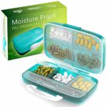 Moisture Proof Pill Organizer Airtight Pill Box WaterProof Large Pill Dispenser Home Travel Supplement Holder Portable Vitamin Sorter Jumbo size 8 compartment Airtight Vitamin Container Daily Medicine