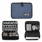 Electronics Organizer, Jelly Comb Electronic Accessories Cable Organizer Bag Waterproof Travel Cable Storage Bag for Charging Cable, Power Bank, iPad （Up to 11” and More-Large(Black and Blue)