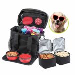 Bundaloo Dog Bowls 5-Piece Set Travel Accessories | Pet Food Container and Supplies Organizer | 2 Lined Carriers, 2 Collapsible Bowl, 1 Carrying Bag | Best Camping Gear and Storage for Dogs Essentials
