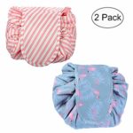 TANTO Lazy Makeup Bag Drawstring Cosmetic Bag Portable Quick Pack Travel Makeup Pouch Case Multifunctional Waterproof Toiletry Bags Makeup Brushes Storage Organizer (Pink and Blue)