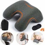 HAOBAIMEI Travel Neck Pillow, Memory Foam Travel Pillow for Airplanes, Car, Camping, Office, School, Head Neck Pillow, Back Pillow, Travel Accessories for Women and Men(Grey)