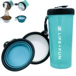 LIFE4FUN Dog Water Bottle for Walking and Food Container 2 in 1 with Dog Water Bowl Collapsible, Travel Dog Water Dispenser for Pets, (XL Size, Blue)