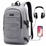 Laptop Backpack for School Travel, Fits 15.6in Computer Durable Casual Anti Theft Backpack Travel Bag, with USB Charging Port and Headphone Jack, Waterproof Compartment Daypacks