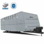 iiSPORT Extra Thick 4-Ply Top Panel Travel Trailer Cover, Fits 27′-30′ Long Trailers – Ripstop Waterproof RVs Covers with Storage Bag, Snug-fit Elastic Hem & Windproof Buckles