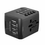Universal Travel Adapter, International Power Adapter with 4 USB,European Adapter for UK,US,AU,CA,India 150+ Countries,All in One Travel Plug Adapter Europe (Black)