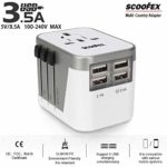 Universal Travel Adapter, International Power Electric Outlet Converters with USB Ports – Wall Charger AC Plug Type C Type A Type G Type I for US/EU/UK/AU/Asia/China/Japan 160+Countries