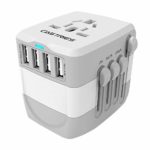 Castries European Adapter,2300W high Power Travel Adapter with 4 USB Charging Ports for International Power adapters in More Than 170 Countries (Gray White)
