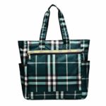 Nylon Large Lightweight Tote Bag Shoulder Bag for Gym Hiking Picnic Travel Beach Waterproof Tote Bags (BluePlaid)