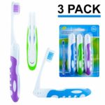 Travel Toothbrush, On The Go Folding Feature, medium bristle brushes (3 Pack)