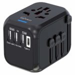 Travel Adapter, CHUNNUO Universal International Power Adapter, Worldwide All in One AC Outlet Power Plug Adapter 3 USB + 1 Type C Charging Ports for USA UK AUS European 200 Countries