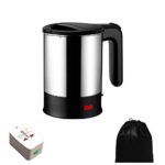 Electric Travel Kettle Dual Voltage, Electric Kettle Small, Stainless Steel Hot Pot With Free Universal Adapter – Suitable For Boiling Water & Eggs Heating Milk (Black-110-220V)