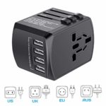 Travel Adapter Universal, International Travel Power Adapter High Speed 4xUSB Worldwide Wall Charger, All in One AC Plug for Europe, UK, China, Australia, Japan- Perfect for Laptop, Cell Phones