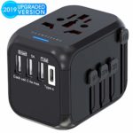 Universal Travel Adapter, GLAMFIELDS International Power Adapter, Worldwide All in One AC Outlet Power Plug Adapter with 3 USB + 1 Type C Charging Ports for USA UK AUS European 200 Countries