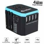 International USB Travel Power Adapter – UNIDAPT All in One Universal Wall Charger Plug Adapter for US USA EU UK AUS Asia with 4-USB 5.6A+ Type C Smart Charging Port (Blue)