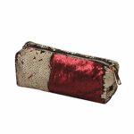 Kimloog Cosmetic Bag,Portable Sequins Zipper Clutch Travel Makeup Brushes Pouch (Gold)