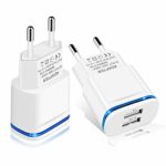 European Plug Adapter, PICLOO 2-Pack 2.1A/5V Universal Travel Charger Europe Dual USB Power Adapter for iPhone X 8/7/6/6S Plus, 5S, iPad, Samsung Galaxy S8 Plus S7/S6 Edge, HTC, LG, Moto