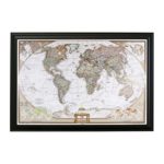 Push Pin Travel Maps Executive World with Black Frame and Pins 24 x 36