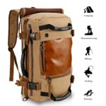 Ibagbar Canvas Backpack Travel Bag Hiking Bag Camping Bag Rucksack Khaki