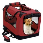 2PET Foldable Dog Crate – Soft, Easy to Fold & Carry Dog Crate for Indoor & Outdoor Use – Comfy Dog Home & Dog Travel Crate – Strong Steel Frame, Washable Fabric Cover, Frontal Zipper Medium Red