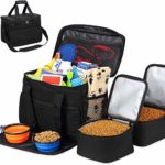 Kundu Cat & Dog Travel Bag – Includes 2 Food Carriers, 2 Bowls & Place Mat – Airline Approved – Black