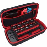 TAKECASE Carrying Case for Nintendo Switch Console – Protective Travel Case Fits Adapter/Charger and Includes 19 Game Card Storage, Hard Shell Cover, Accessories Pouch, Carry Handle – Red/Black