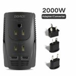 DOACE 2000W Voltage Converter for Hair Dryer Straightener Curling Iron, Step Down 220V to 110V Power Converter, Dual USB for Cell Phone, Laptop, Travel Adapter for UK/AU/US/EU Over 190 Countries