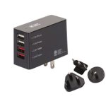 iKits (CB/ETL) 4-Port USB Wall Charger Multi Port Charger with Universal Travel adapter UK EU AU, 2Port 1A+ 2 Port 2.4A Smart IC Technology for Compatible with Samsung, iPhone, iPad, Moto & more Black