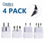 All European Travel Adapter Set by Ceptics, USA to Europe, Italy, Germany, England, Spain, Italy, Iceland, France (Type G, E/F, Type C, Type L) – 4 Pack – for Your Cell Phones, Tablets, iPhone, Camera