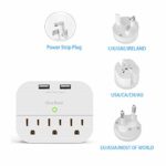 World Travel Adapter Kit- Cruise No surge Wall Outlet Extender with Dual USB Ports and Multi Plug, 3 Outlet Power Strip with All in One power Converters for UK,USA,AU,Europe & Asia and more