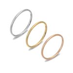 LOYALLOOK 1mm Stainless Steel Women’s Plain Band Stacking Midi Rings Comfort Fit Wedding Band Ring